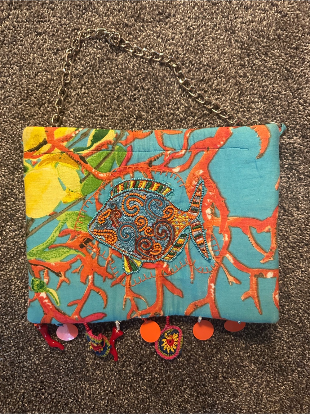 Turquoise Multicolor Embroidered and beaded purse boutique Italy